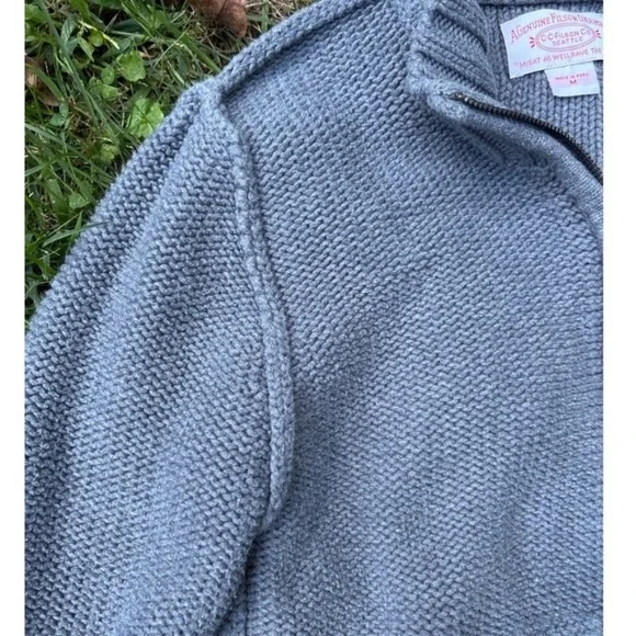 Filson Genuine Garment Women's Knit Zip Front Sweater Gray Size Medium Peru - Picture 5 of 9